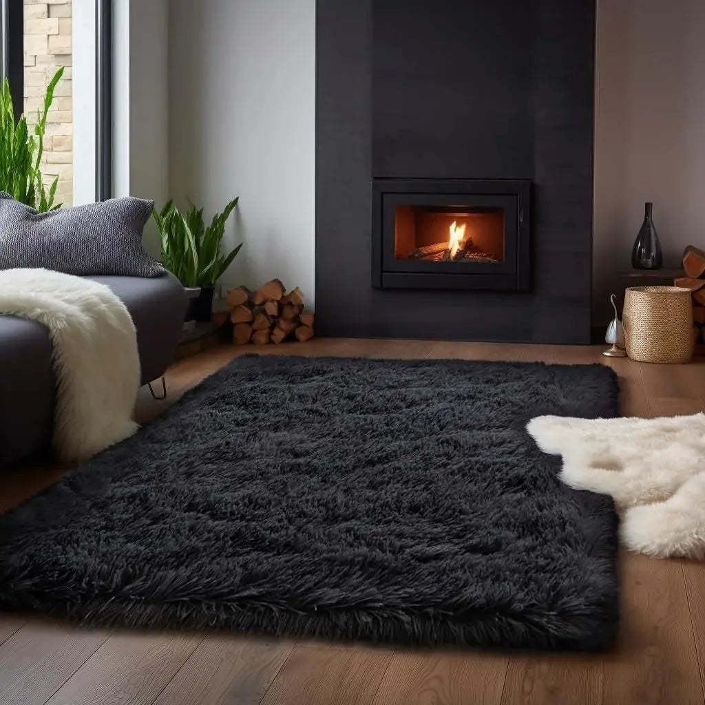 Tapis Shaggy Minimaliste Confort & Douceur Noir – Collection Maison Lova Maison lova